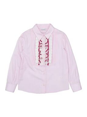 Dolce & Gabbana Pink Ruffle-Front Girls' Blouse